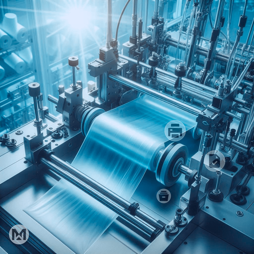 Advanced machinery in a plastics manufacturing setup, highlighting AI-powered MaintWiz CMMS benefits: predictive maintenance, minimized downtime, and improved OEE