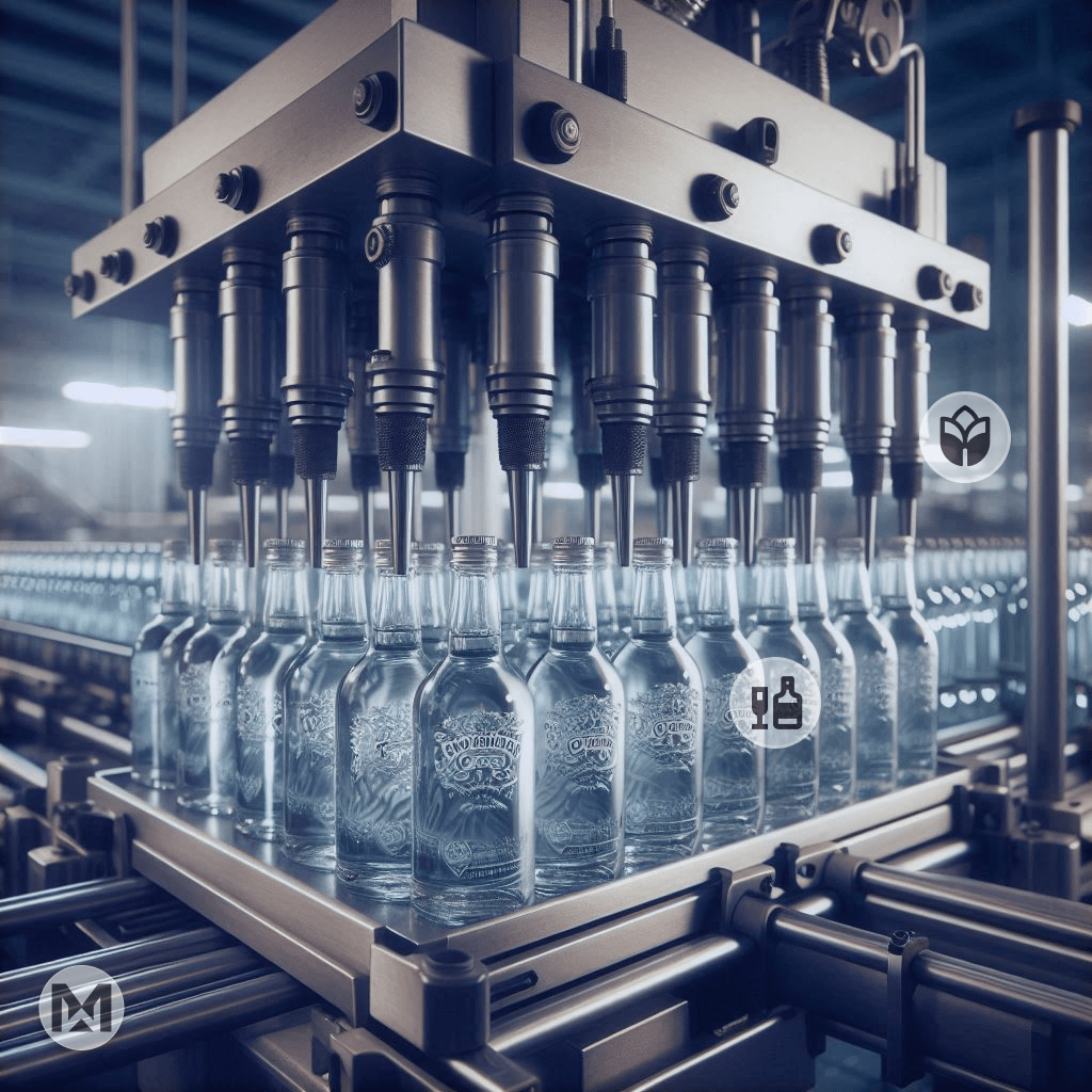 Automated bottling line in a brewery, highlighting AI-powered MaintWiz CMMS for efficient maintenance and high-quality production.